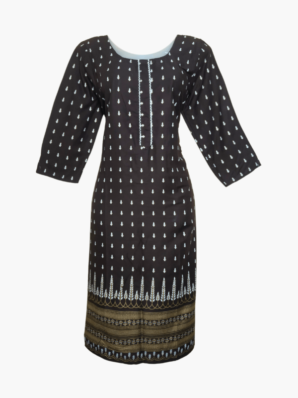 Amaira Brown Gold Shimmer Printed Straight Kurti