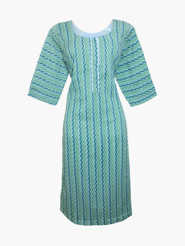 Aarunya Green Zigzag Printed Straight Kurti