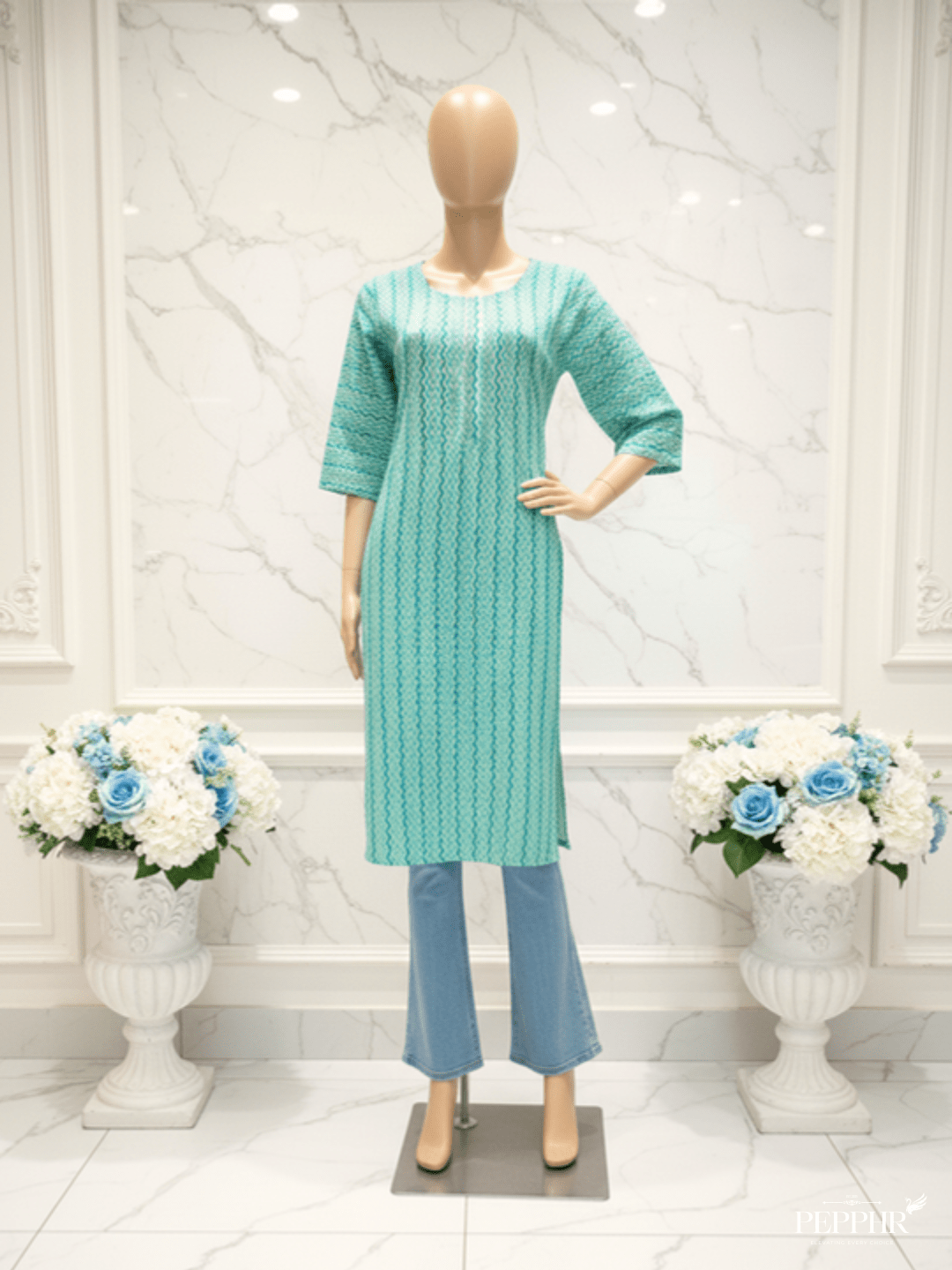 green kurti on mannequin
