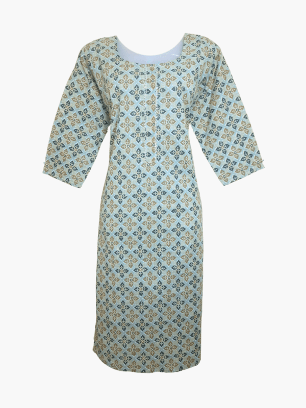 Mehira Grey Printed Khadi Cotton Straight Kurti