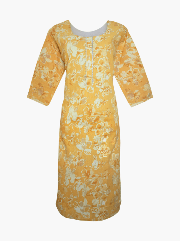 Saanvi Mustard Bloom Khadi Cotton Straight Kurti