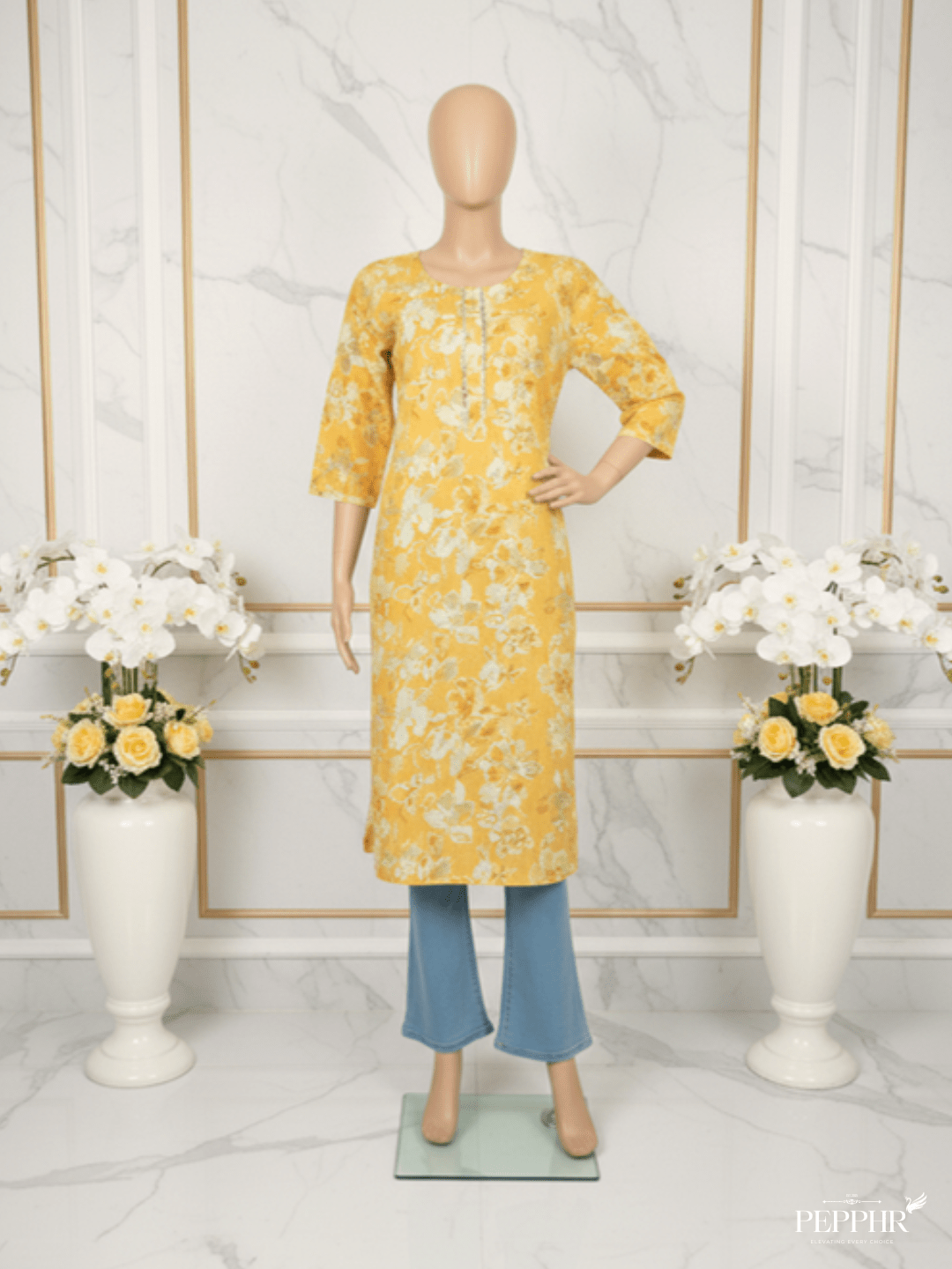 yellow kurti on mannequin