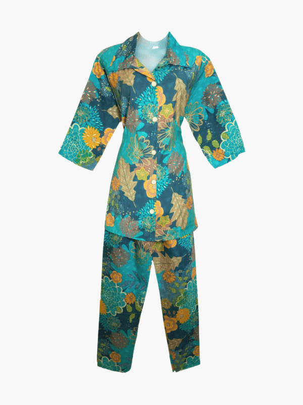 Nyra Blaze Dark Green Floral Butter Muslin Co-ord Set