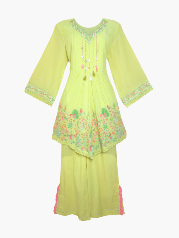 Sunlit Bloom Lemon Yellow Mul Cotton Co-ord Set