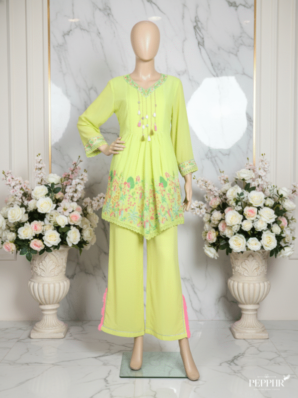 Sunlit Bloom Lemon Yellow Mul Cotton Co-ord Set