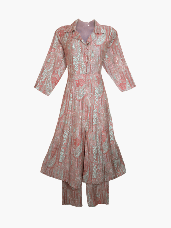 Coral Gleam Orange Butter Muslin Tunic & Pant Set