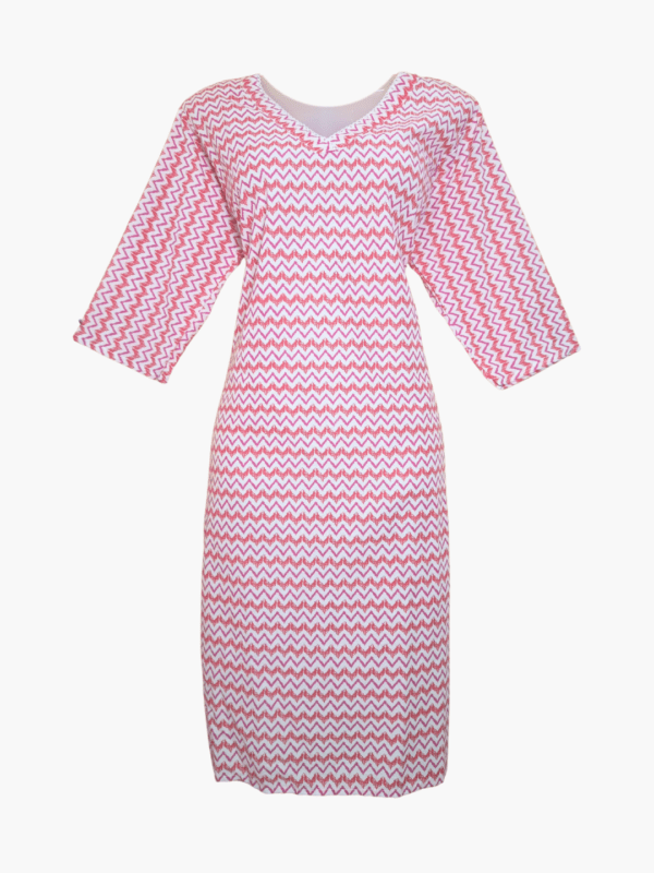 Zayra Pink & White Printed Cotton Straight Kurti