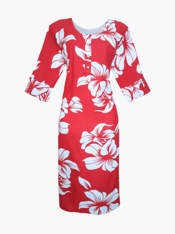 Aurelia Luxe Red Rayon Printed Straight Kurti with Side Pocket
